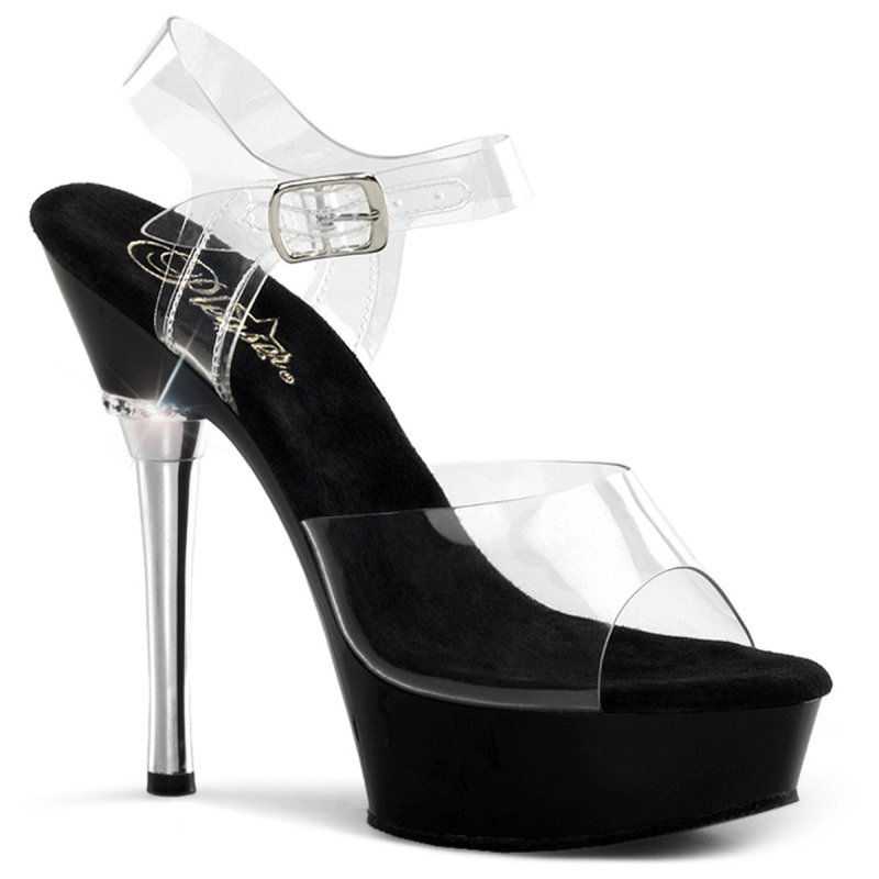 Černé sandály Pleaser na podpatku a platformě ALL608/C/B | ALLURE-608 Pleaser