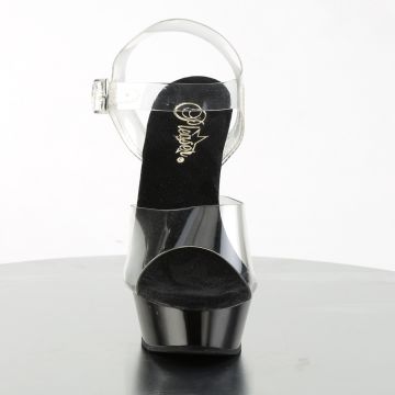 Černé sandály Pleaser na podpatku a platformě ALL608/C/B | ALLURE-608 Pleaser - zepředu Černé sandály Pleaser na podpatku a platformě ALL608/C/B | ALLURE-608 Pleaser - zepředu