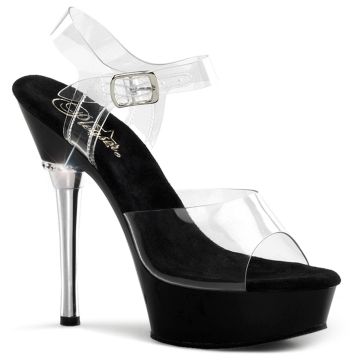 ALLURE-608 | Černé sandály Pleaser na podpatku a platformě ALL608/C/B