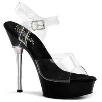 Černé sandály Pleaser na podpatku a platformě ALL608/C/B | ALLURE-608 Pleaser