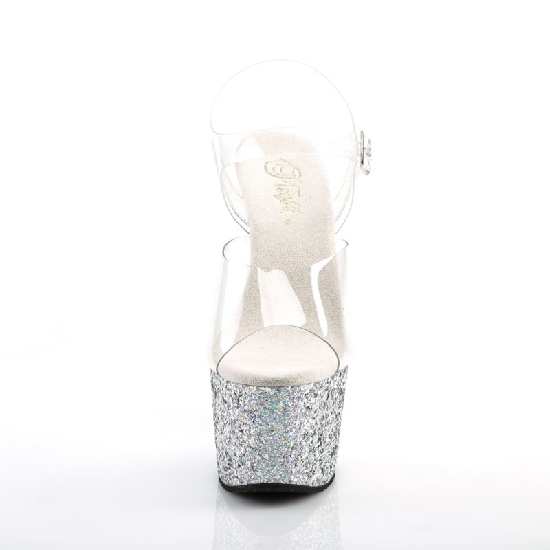 Stříbrné sexy boty ADO708LG/C/SG | ADORE-708LG Pleaser - zepředu