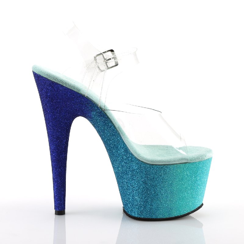 Modré sexy sandály s třpytkami ADO708OMBRE/C/AQ-BL | ADORE-708OMBRE Pleaser - zezadu