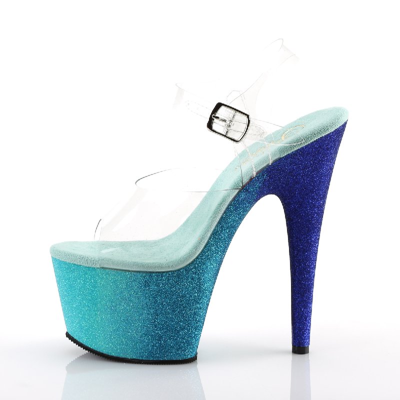 Modré sexy sandály s třpytkami ADO708OMBRE/C/AQ-BL | ADORE-708OMBRE Pleaser - zepředu