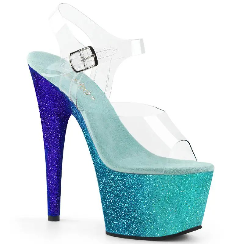 Modré sexy sandály s třpytkami ADO708OMBRE/C/AQ-BL