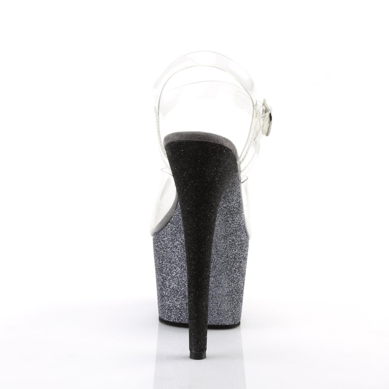Šedé sexy sandály s třpytkami ADO708OMBRE/C/S-B | ADORE-708OMBRE Pleaser - zezadu