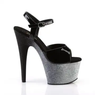 Černé tónované sandály s třpytkami ADO709OMBRE/B/S-B Pleaser | ADORE-709OMBRE Pleaser - z vnějšku