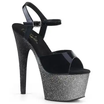 Černé tónované sandály s třpytkami ADO709OMBRE/B/S-B Pleaser | ADORE-709OMBRE Pleaser