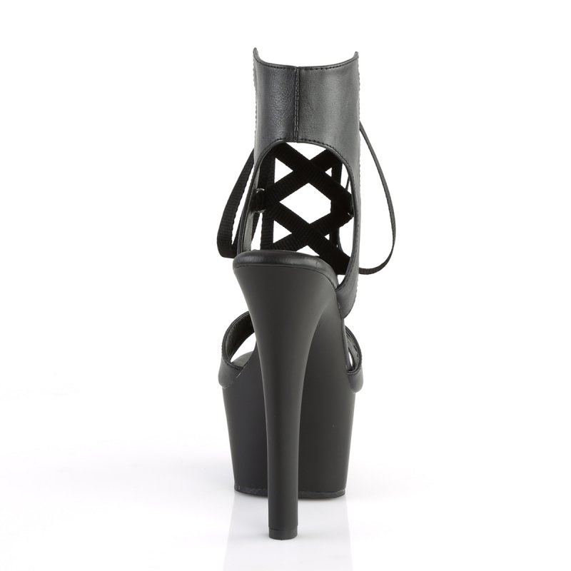 ASPIRE-600-14 ASP600-14/BPU/M Černé páskové sexy boty vysoké ke kotníku Pleaser - zezadu