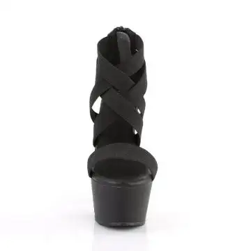 Černé sandály na platformě s elastickými pásky ASP669/BELS/M | ASPIRE-669 Pleaser - zepředu