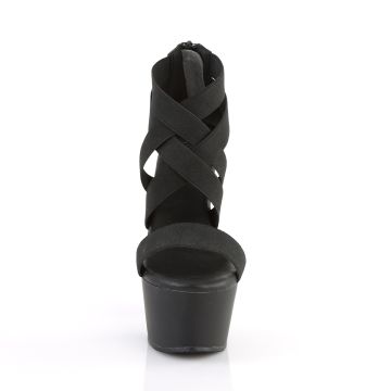 Černé sandály na platformě s elastickými pásky ASP669/BELS/M | ASPIRE-669 Pleaser - zepředu Černé sandály na platformě s elastickými pásky ASP669/BELS/M | ASPIRE-669 Pleaser - zepředu
