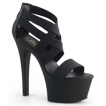 Černé sandály na platformě s elastickými pásky ASP669/BELS/M | ASPIRE-669 Pleaser Černé sandály na platformě s elastickými pásky ASP669/BELS/M | ASPIRE-669 Pleaser