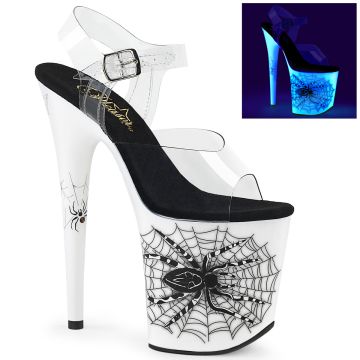 Sandály Pleaser | Bílé svítící sexy boty FLAM808SW/C/NW